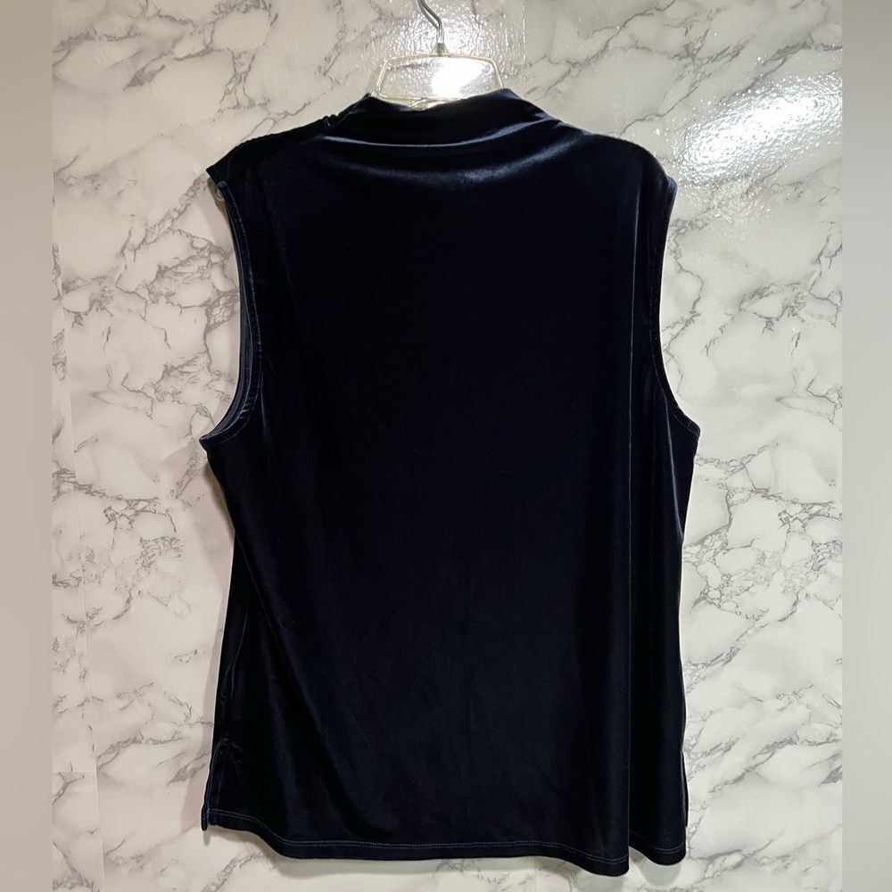 Reiss Velvet Sleeveless Cowl Neck Top in Navy - Picture 9 of 12